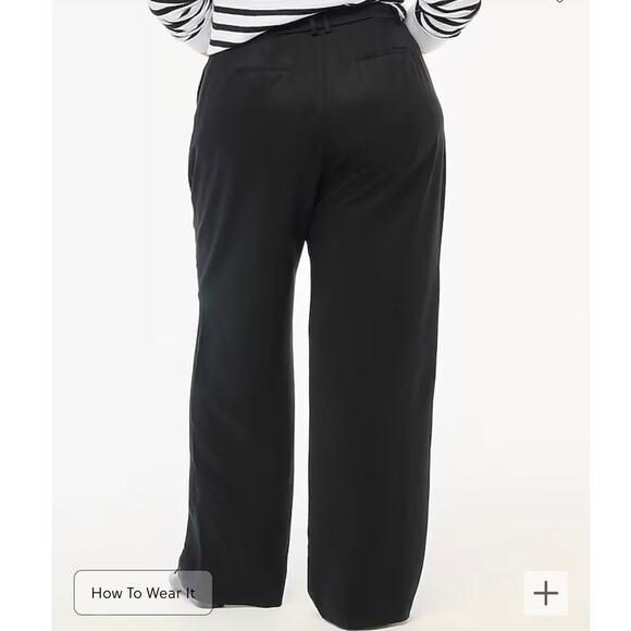 J. Crew Factory Wide Leg pleated twill trouser pant 20T 100% Tencel Black NWT - Picture 2 of 10